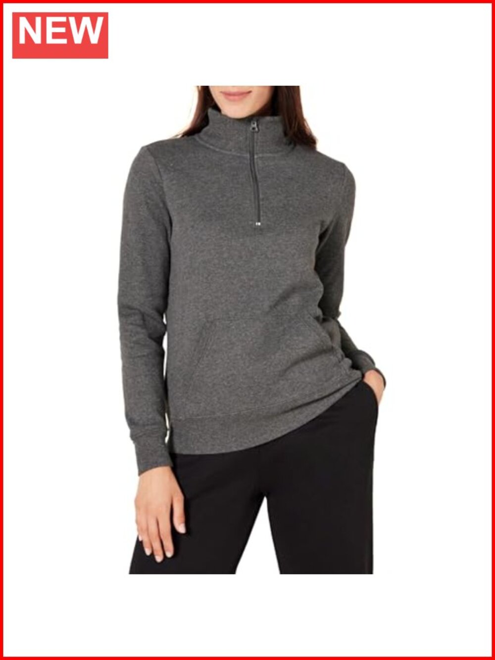 Women's Long-Sleeve Fleece Quarter-Zip Pullover Sweatshirt with Kangaroo Pocket